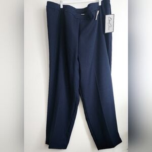 Bend Over Women's Plus Size Navy Blue Stretch Pull-On Dress Slacks Size 32W NWT